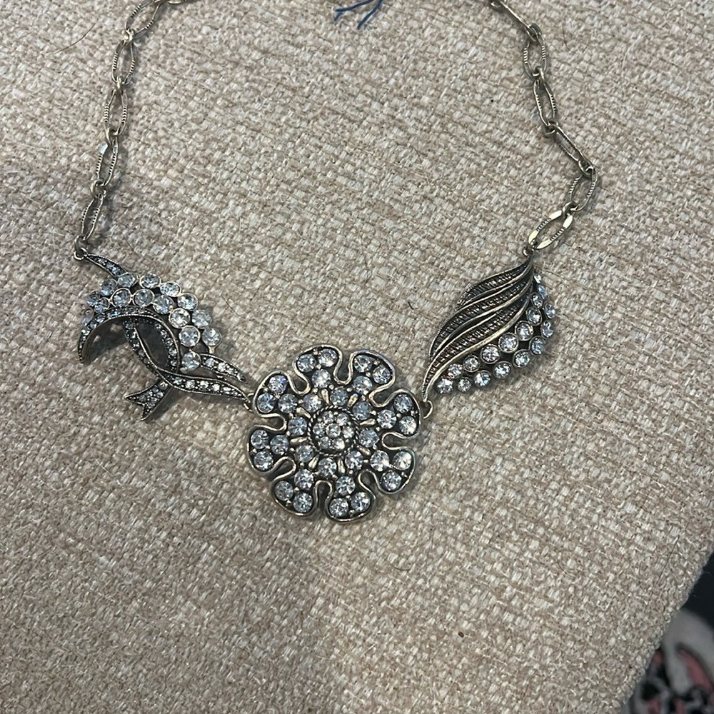 Gold and Silver Chain-Link Necklace with Filigree Pendants - Picture 2 of 6